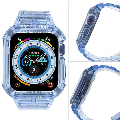 For Apple Watch Series 7 8 9 41mm / Series 7 8 9 45mm TPU Watch Strap with Case Blue