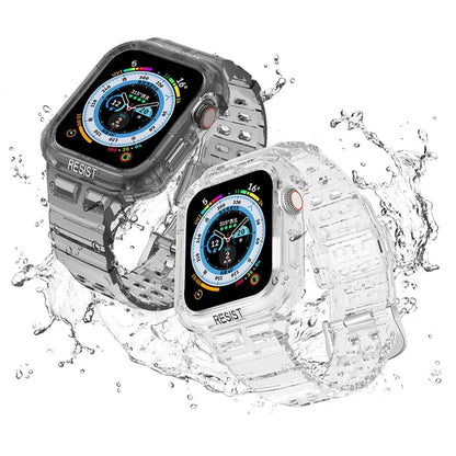 For Apple Watch Series 7 8 9 41mm / Series 7 8 9 45mm TPU Watch Strap with Case Green