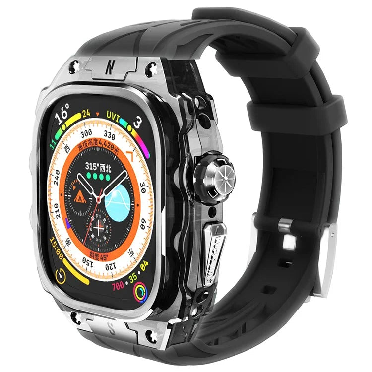 For Apple Watch Ultra 49mm / Ultra 2 49mm Watch Band Silicone Strap + Integrated Watch Case