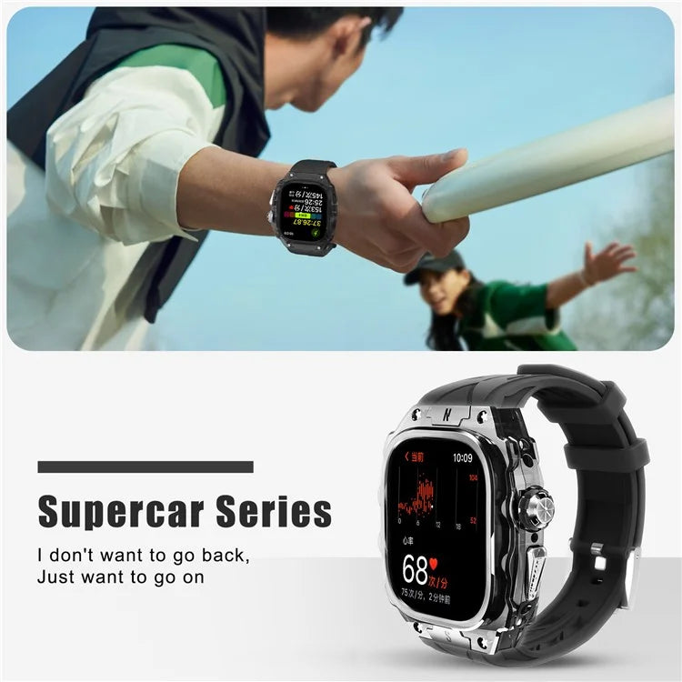 For Apple Watch Ultra 49mm / Ultra 2 49mm Watch Band Silicone Strap + Integrated Watch Case