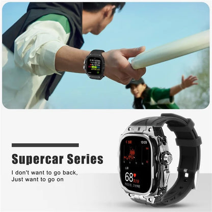 For Apple Watch Ultra 49mm / Ultra 2 49mm Watch Band Silicone Strap + Integrated Watch Case