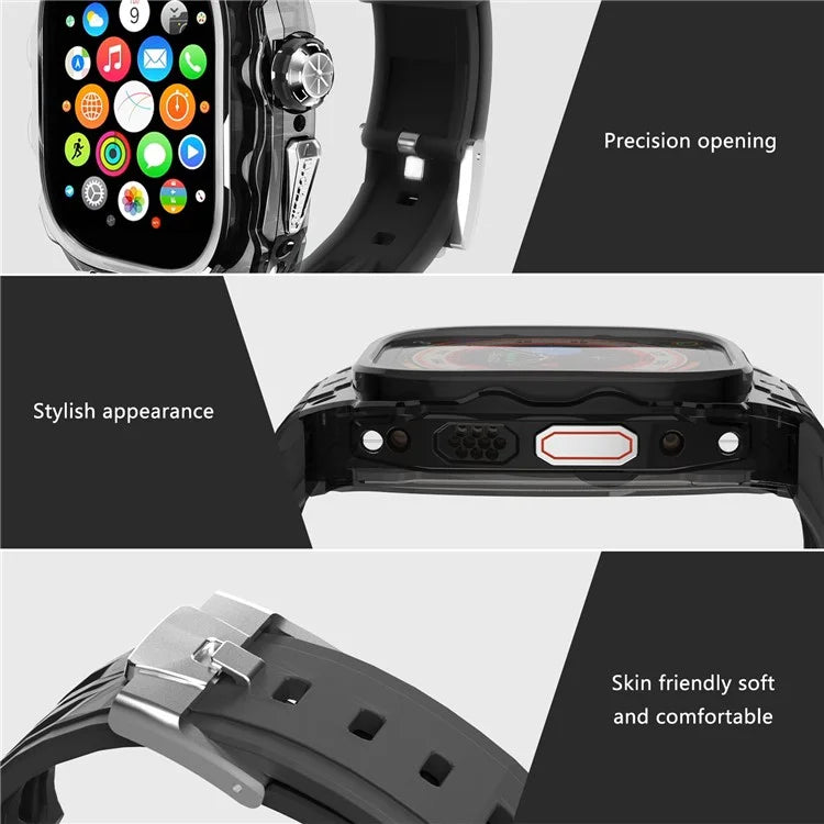 For Apple Watch Ultra 49mm / Ultra 2 49mm Watch Band Silicone Strap + Integrated Watch Case