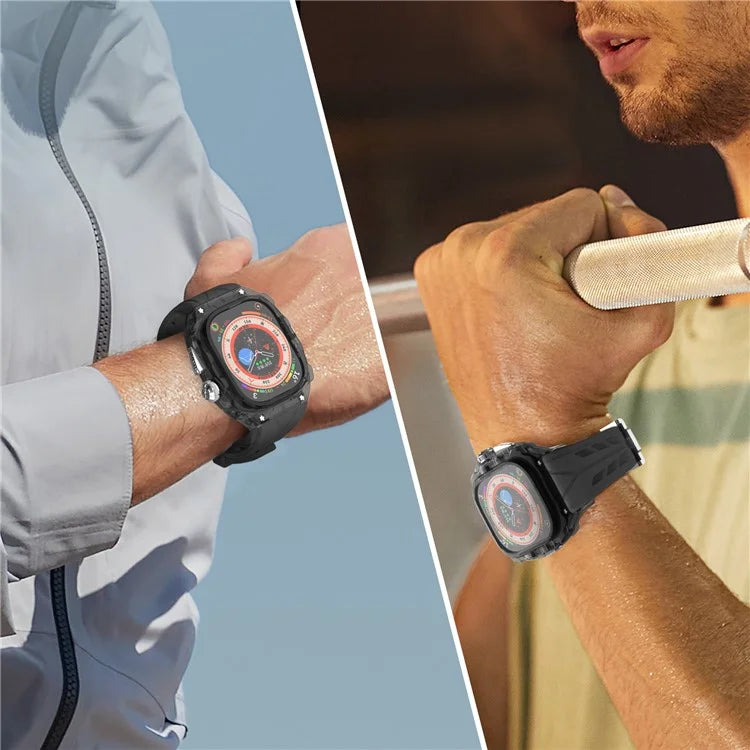 For Apple Watch Ultra 49mm / Ultra 2 49mm Watch Band Silicone Strap + Integrated Watch Case