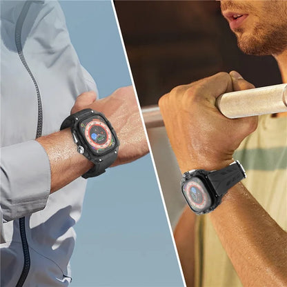 For Apple Watch Ultra 49mm / Ultra 2 49mm Watch Band Silicone Strap + Integrated Watch Case