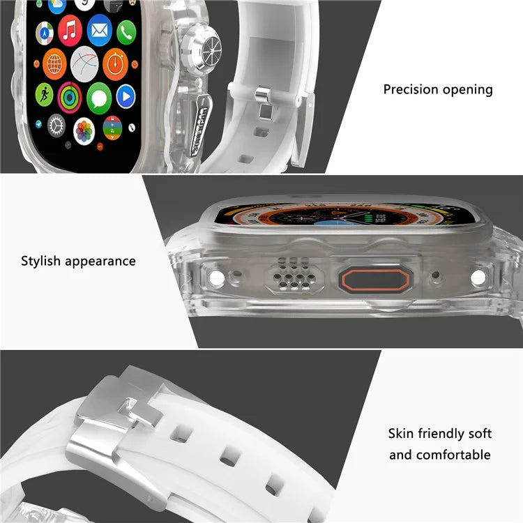 For Apple Watch Ultra 49mm / Ultra 2 49mm Watch Band Silicone Strap + Integrated Watch Case