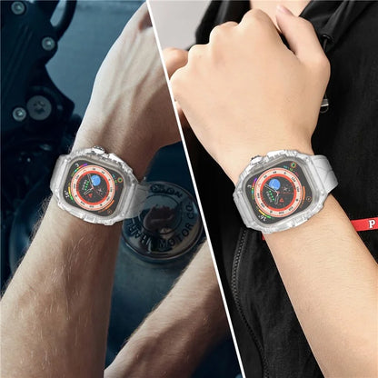 For Apple Watch Ultra 49mm / Ultra 2 49mm Watch Band Silicone Strap + Integrated Watch Case