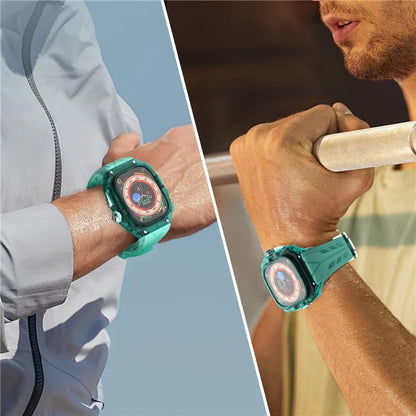 For Apple Watch Ultra 49mm / Ultra 2 49mm Watch Band Silicone Strap + Integrated Watch Case