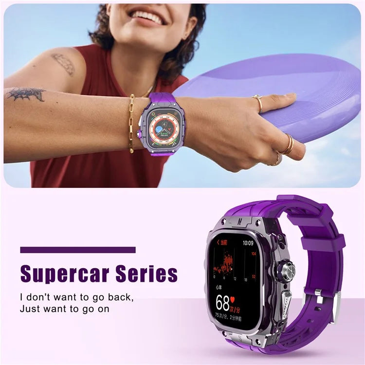 For Apple Watch Ultra 49mm / Ultra 2 49mm Watch Band Silicone Strap + Integrated Watch Case