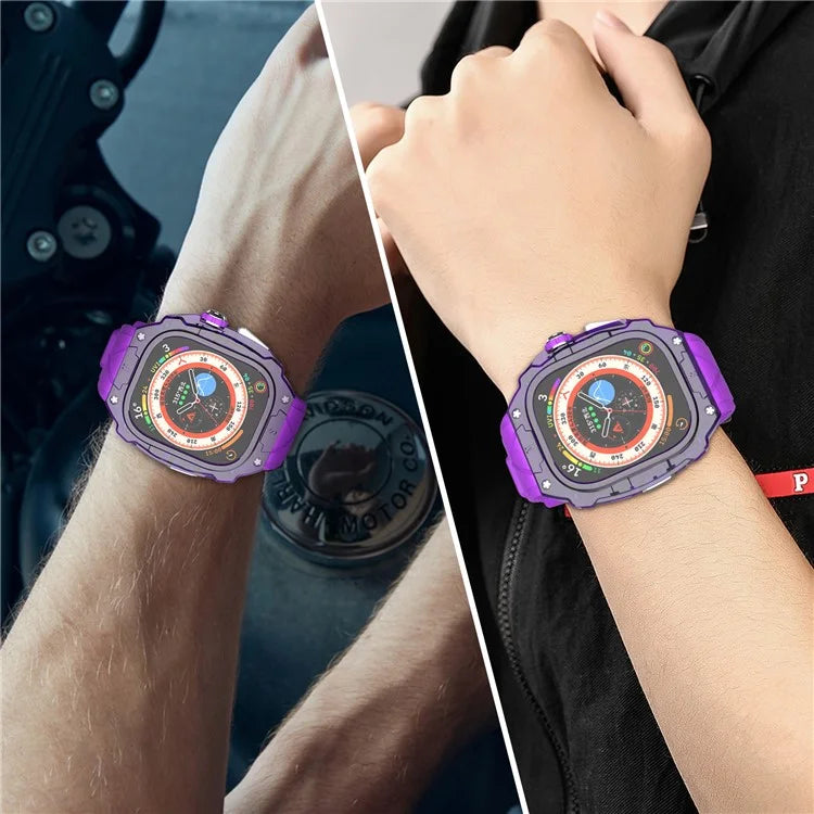 For Apple Watch Ultra 49mm / Ultra 2 49mm Watch Band Silicone Strap + Integrated Watch Case