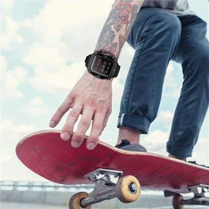 For Apple Watch Series 4 5 6 44mm / Series 7 8 9 45mm Watchband Integrated Silicone Strap + Watch Case