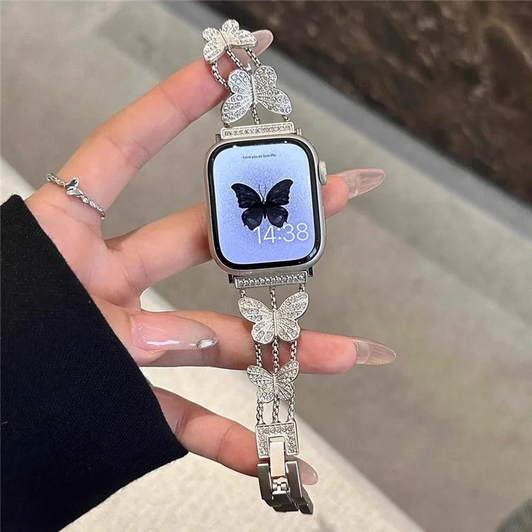 Butterfly Watch Strap for Apple Watch Series 9 8 7 41mm / 6 5 4 SE (2022) SE (2023) SE 40mm / 3 2 1 38mm Metal Replacement Band