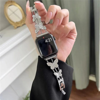 Butterfly Watch Strap for Apple Watch Series 9 8 7 41mm / 6 5 4 SE (2022) SE (2023) SE 40mm / 3 2 1 38mm Metal Replacement Band