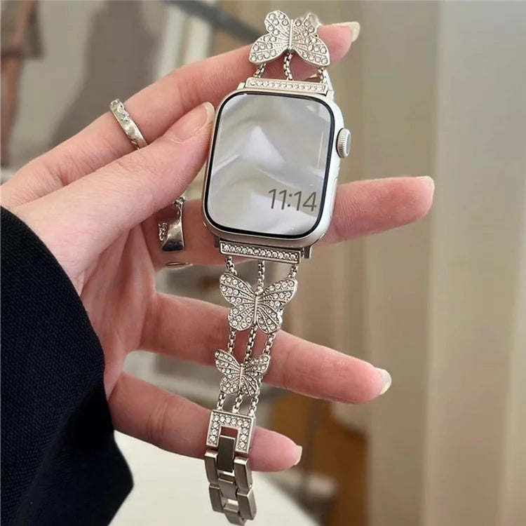 Butterfly Watch Strap for Apple Watch Series 9 8 7 41mm / 6 5 4 SE (2022) SE (2023) SE 40mm / 3 2 1 38mm Metal Replacement Band