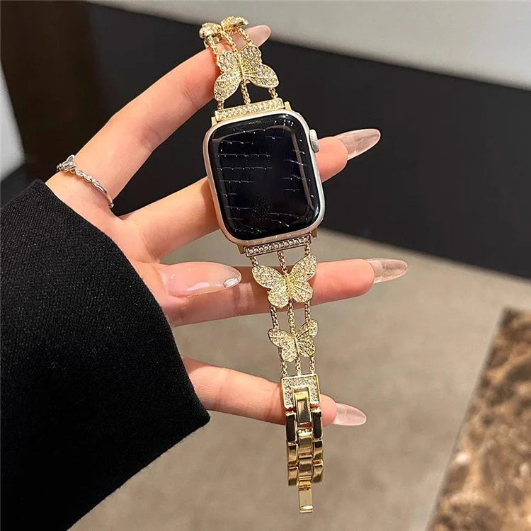 Butterfly Watch Strap for Apple Watch Series 9 8 7 41mm / 6 5 4 SE (2022) SE (2023) SE 40mm / 3 2 1 38mm Metal Replacement Band