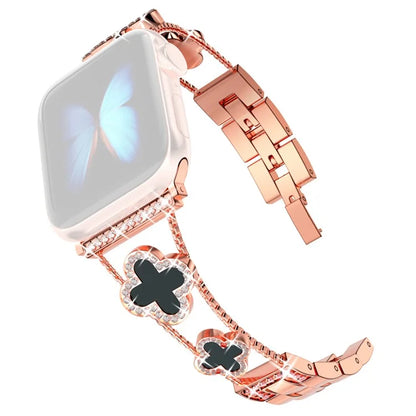 Four Leaf Clover Watch Strap for Apple Watch Series 9 8 7 41mm / 6 5 4 SE (2022) SE (2023) SE 40mm / 3 2 1 38mm Metal Wrist Band