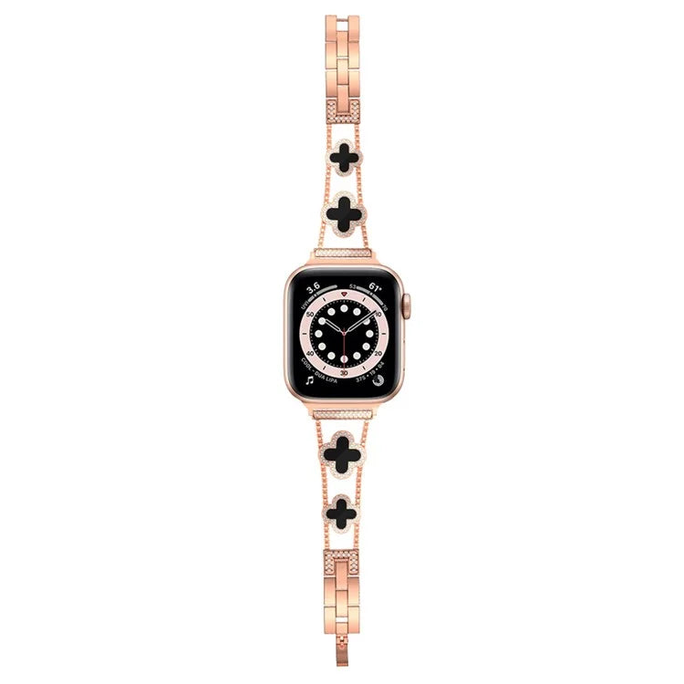Four Leaf Clover Watch Strap for Apple Watch Series 9 8 7 41mm / 6 5 4 SE (2022) SE (2023) SE 40mm / 3 2 1 38mm Metal Wrist Band
