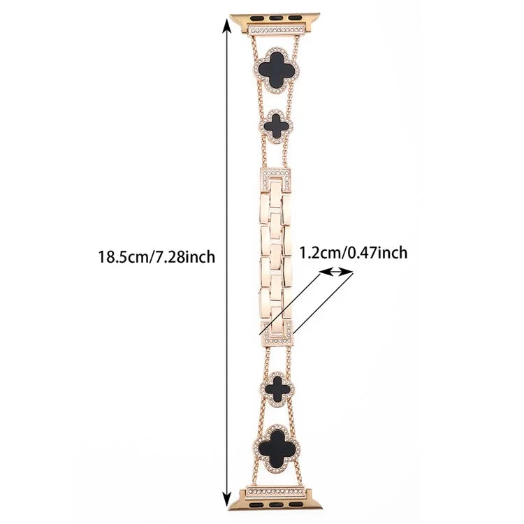 Four Leaf Clover Watch Strap for Apple Watch Series 9 8 7 41mm / 6 5 4 SE (2022) SE (2023) SE 40mm / 3 2 1 38mm Metal Wrist Band