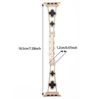 Four Leaf Clover Watch Strap for Apple Watch Series 9 8 7 41mm / 6 5 4 SE (2022) SE (2023) SE 40mm / 3 2 1 38mm Metal Wrist Band
