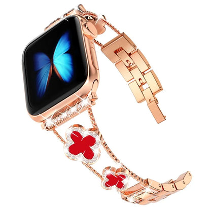 Four Leaf Clover Watch Strap for Apple Watch Series 9 8 7 41mm / 6 5 4 SE (2022) SE (2023) SE 40mm / 3 2 1 38mm Metal Wrist Band