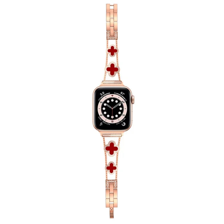 Four Leaf Clover Watch Strap for Apple Watch Series 9 8 7 41mm / 6 5 4 SE (2022) SE (2023) SE 40mm / 3 2 1 38mm Metal Wrist Band