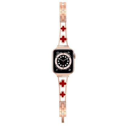 Four Leaf Clover Watch Strap for Apple Watch Series 9 8 7 41mm / 6 5 4 SE (2022) SE (2023) SE 40mm / 3 2 1 38mm Metal Wrist Band