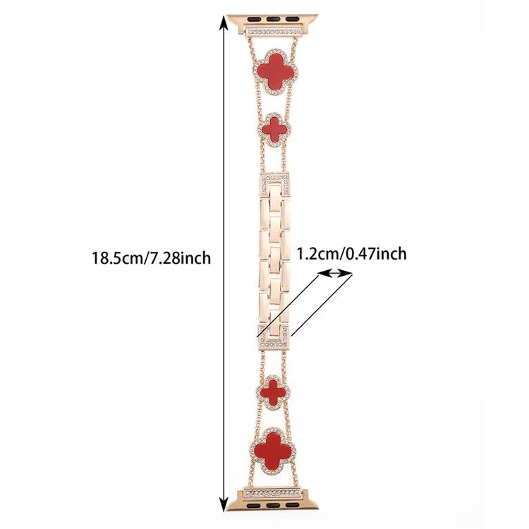 Four Leaf Clover Watch Strap for Apple Watch Series 9 8 7 41mm / 6 5 4 SE (2022) SE (2023) SE 40mm / 3 2 1 38mm Metal Wrist Band