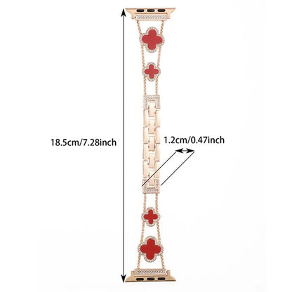 Four Leaf Clover Watch Strap for Apple Watch Series 9 8 7 41mm / 6 5 4 SE (2022) SE (2023) SE 40mm / 3 2 1 38mm Metal Wrist Band