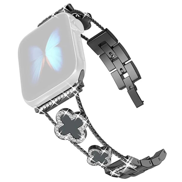 Four Leaf Clover Watch Strap for Apple Watch Series 9 8 7 41mm / 6 5 4 SE (2022) SE (2023) SE 40mm / 3 2 1 38mm Metal Wrist Band