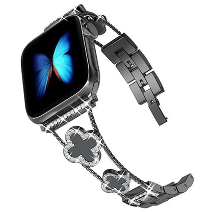 Four Leaf Clover Watch Strap for Apple Watch Series 9 8 7 41mm / 6 5 4 SE (2022) SE (2023) SE 40mm / 3 2 1 38mm Metal Wrist Band