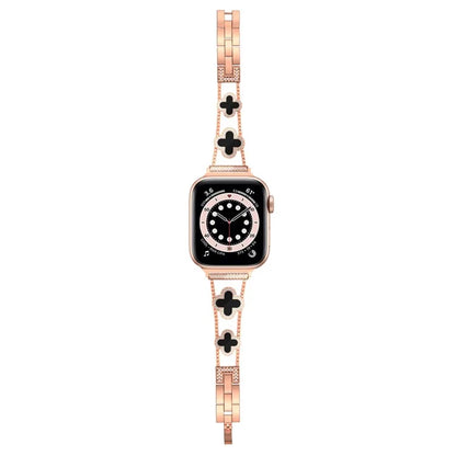 Four Leaf Clover Watch Strap for Apple Watch Series 9 8 7 41mm / 6 5 4 SE (2022) SE (2023) SE 40mm / 3 2 1 38mm Metal Wrist Band