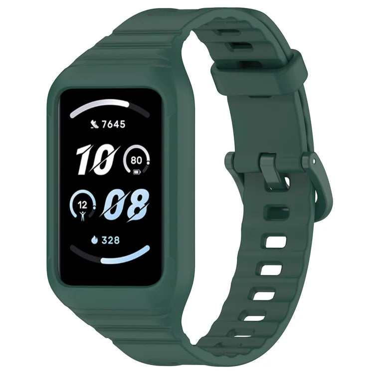 For Honor Band 9 Replacement Watch Band Silicone Strap with Protective Case