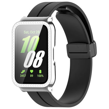 For Samsung Galaxy Fit3 Magnetic Watch Strap Frame Case Tempered Glass Screen Film