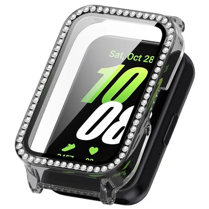 For Samsung Galaxy Fit3 Magnetic Watch Strap Frame Case Tempered Glass Screen Film