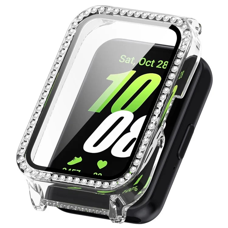 For Samsung Galaxy Fit3 Magnetic Watch Strap Frame Case Tempered Glass Screen Film