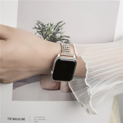 For Apple Watch Ultra 2 Ultra 49mm  /  Series 9 8 7 45mm  /  6 5 4 SE (2022) SE (2023) SE 44mm  /  3 2 1 42mm 4 Rows Rhinestone Strap