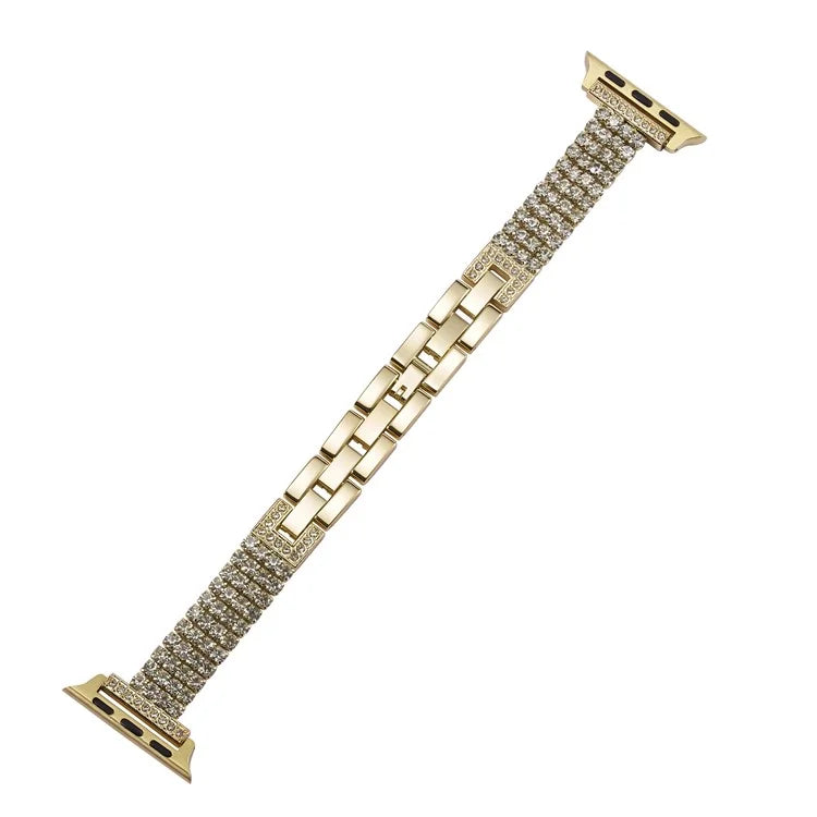 For Apple Watch Series 9 8 7 41mm / 6 5 4 SE (2023) SE (2022) SE 40mm / 3 2 1 38mm Strap 4 Rows Rhinestone Zinc Alloy Watch Band