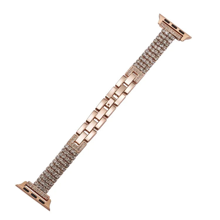 For Apple Watch Series 9 8 7 41mm / 6 5 4 SE (2023) SE (2022) SE 40mm / 3 2 1 38mm Strap 4 Rows Rhinestone Zinc Alloy Watch Band