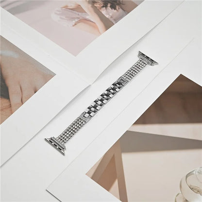 For Apple Watch Series 9 8 7 41mm / 6 5 4 SE (2023) SE (2022) SE 40mm / 3 2 1 38mm Strap 4 Rows Rhinestone Zinc Alloy Watch Band