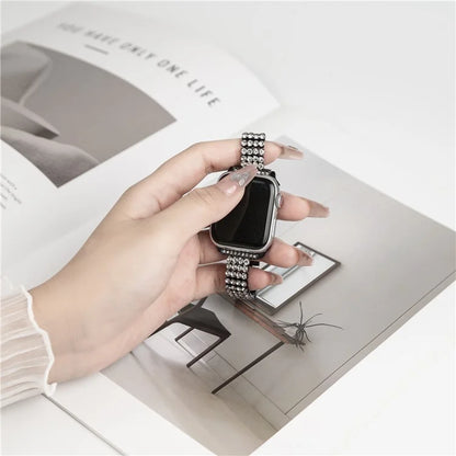 For Apple Watch Series 9 8 7 41mm / 6 5 4 SE (2023) SE (2022) SE 40mm / 3 2 1 38mm Strap 4 Rows Rhinestone Zinc Alloy Watch Band