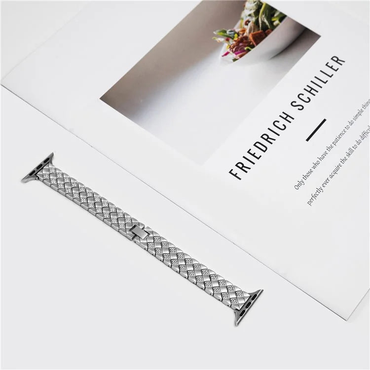 Zinc Alloy Watch Strap for Apple Watch Series 9 8 7 41mm / 6 5 4 SE (2022) SE (2023) SE 40mm / 3 2 1 38mm Rhombus Band