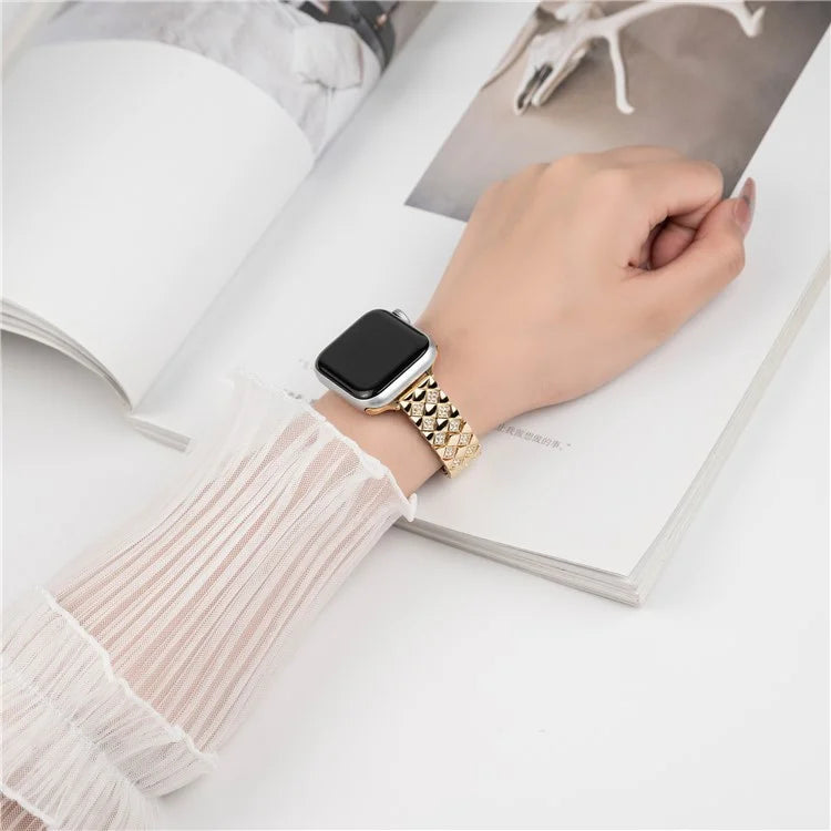 Zinc Alloy Watch Strap for Apple Watch Series 9 8 7 41mm / 6 5 4 SE (2022) SE (2023) SE 40mm / 3 2 1 38mm Rhombus Band