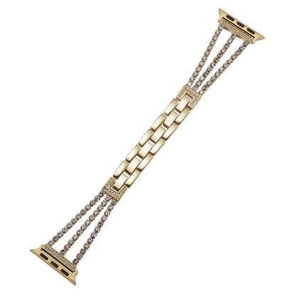 For Apple Watch Ultra 2 Ultra 49mm  /  Series 9 8 7 45mm  /  6 5 4 SE (2023) SE (2022) SE 44mm  /  3 2 1 42mm 3 Rows Rhinestone Bracelet Strap