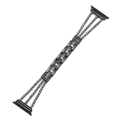 3 Rows Rhinestone Watch Strap for Apple Watch Series 9 8 7 41mm / 6 5 4 SE (2022) SE (2023) SE 40mm / 3 2 1 38mm Zinc Alloy Band