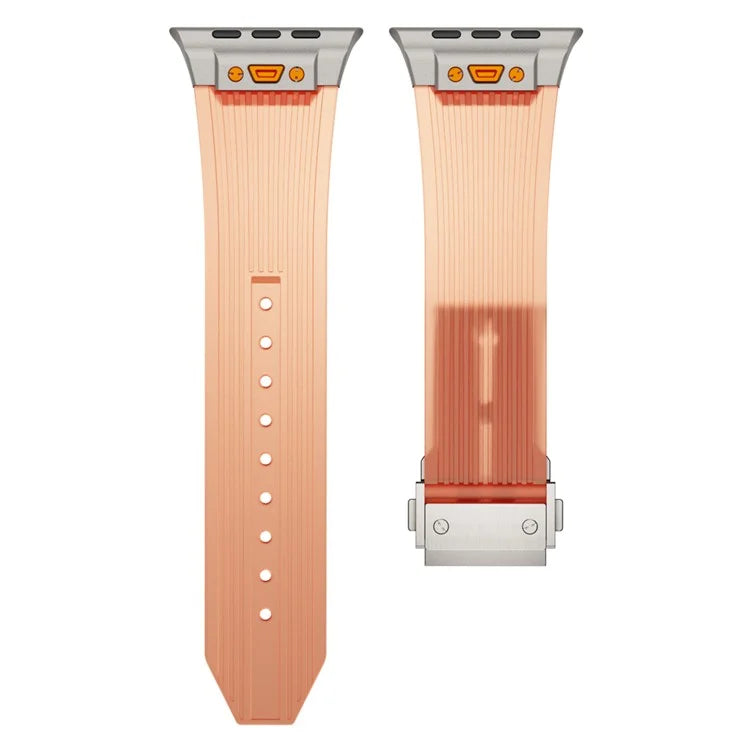 For Apple Watch Ultra 2 Ultra 49mm  /  Series 9 8 7 45mm  /  6 5 4 SE (2023) SE (2022) SE 44mm  /  3 2 1 42mm Silicone Strap Orange