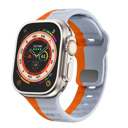 For Apple Watch Series 9 8 7 41mm / 6 5 4 SE (2022) SE (2023) SE 40mm / 3 2 1 38mm Watch Strap Dual Color Silicone Band
