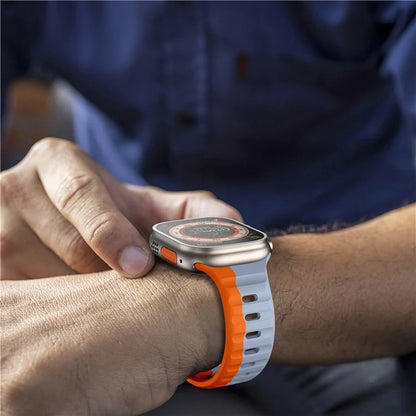 For Apple Watch Series 9 8 7 41mm / 6 5 4 SE (2022) SE (2023) SE 40mm / 3 2 1 38mm Watch Strap Dual Color Silicone Band