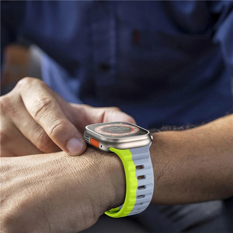 For Apple Watch Series 9 8 7 41mm / 6 5 4 SE (2022) SE (2023) SE 40mm / 3 2 1 38mm Watch Strap Dual Color Silicone Band