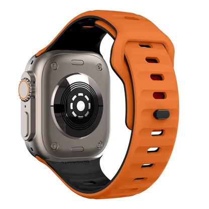 For Apple Watch Ultra 2 Ultra 49mm / Series 9 8 7 45mm / 6 5 4 SE (2023) SE (2022) SE 44mm / 3 2 1 42mm Dual-Color Silicone Strap