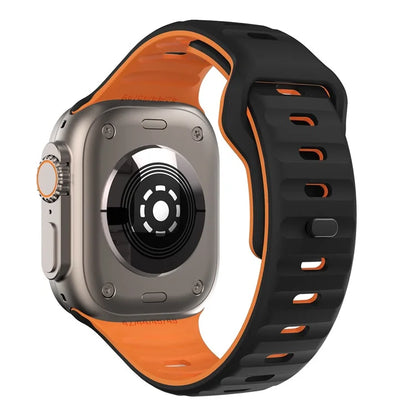 For Apple Watch Ultra 2 Ultra 49mm / Series 9 8 7 45mm / 6 5 4 SE (2023) SE (2022) SE 44mm / 3 2 1 42mm Dual-Color Silicone Strap