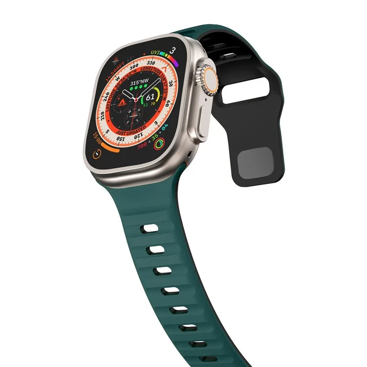 For Apple Watch Ultra 2 Ultra 49mm / Series 9 8 7 45mm / 6 5 4 SE (2023) SE (2022) SE 44mm / 3 2 1 42mm Dual-Color Silicone Strap